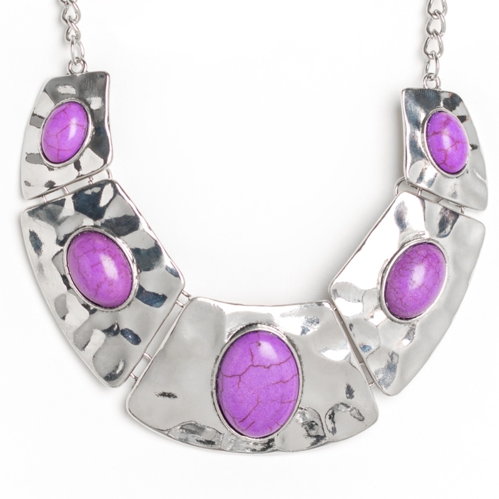 Silver with purple stone necklace